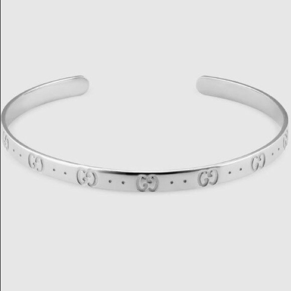 ❤️HP❤️NWOT Gucci Icon 18k White Gold Cuff Bracelet - Picture 12 of 16